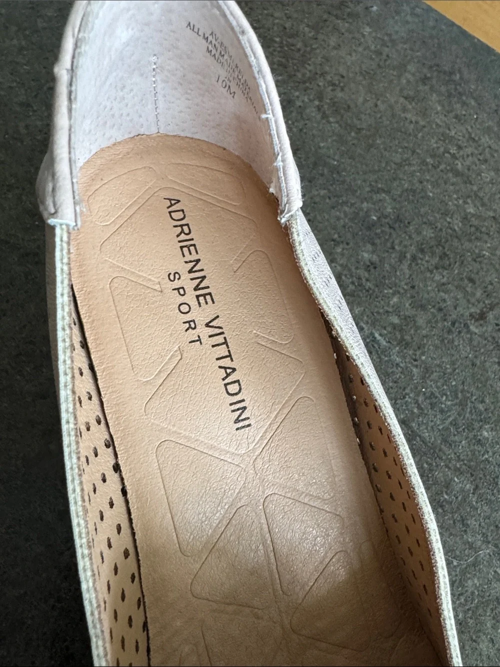 Adrienne Vittadini Sport Esmerelda Blush Pink Perforated Cork Leather Wedge Heel